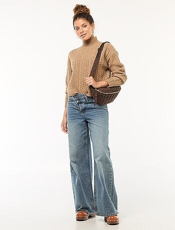 Jersey de punto trenzado y cuello alto