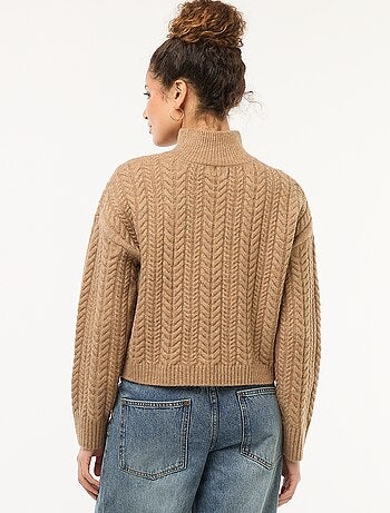Jersey de punto trenzado y cuello alto