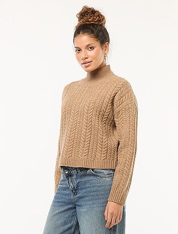 Jersey de punto trenzado y cuello alto