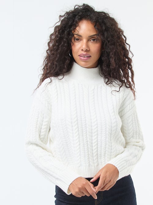 Jersey de punto trenzado y cuello alto - Kiabi