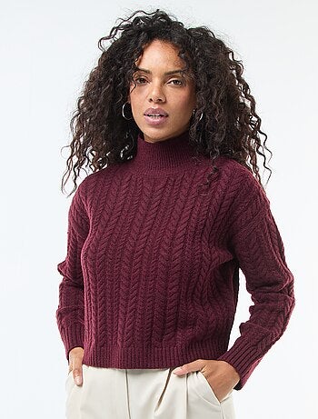 Jersey de punto trenzado y cuello alto