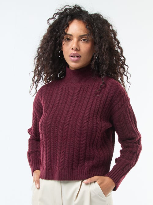 Jersey de punto trenzado y cuello alto - Kiabi