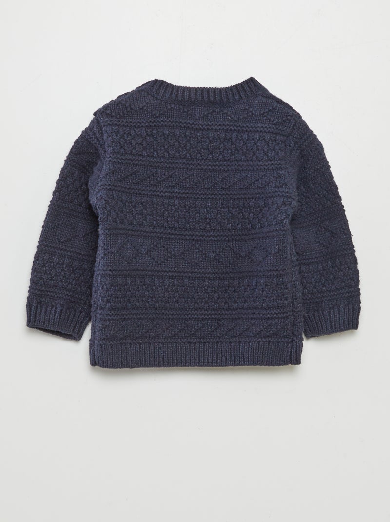 Jersey de punto tricotado de fantasía azul - Kiabi