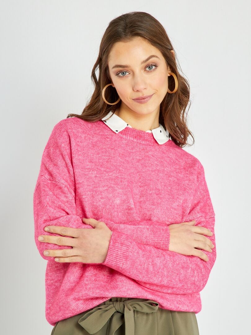 Jersey de punto tricotado rosa indio - Kiabi