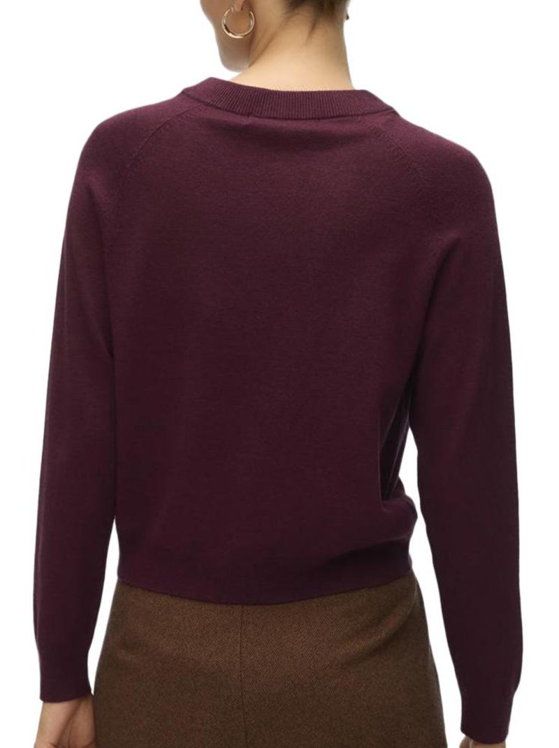 Jersey de Punto Vero Moda con Botones para Mujer Violeta ciruela - Kiabi