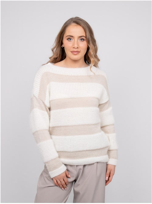Jersey de rayas anchas de punto esponjoso klodel - Kiabi Jersey de rayas anchas de punto esponjoso klodel - Kiabi
