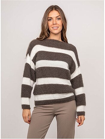 Jersey de rayas anchas de punto esponjoso klodel