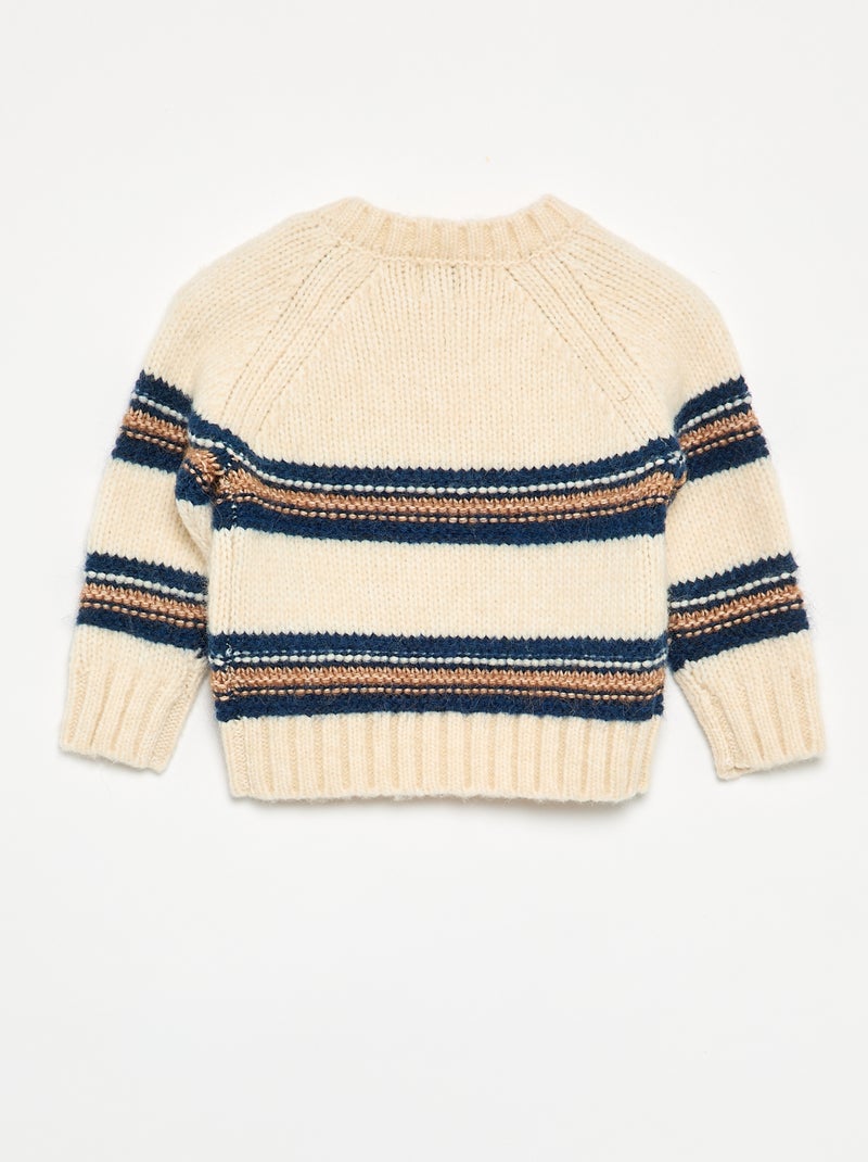 Jersey de rayas con abotonadura en la sisa Beige - Kiabi