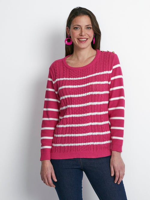 Jersey de rayas con botones estilo marinero - Afibel - Kiabi