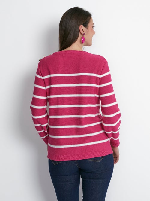 Jersey de rayas con botones estilo marinero - Afibel - Kiabi