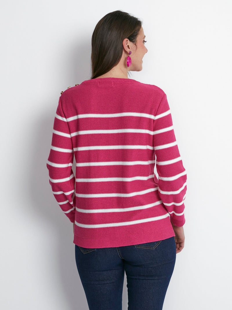 Jersey de rayas con botones estilo marinero - Afibel Rojo - Kiabi