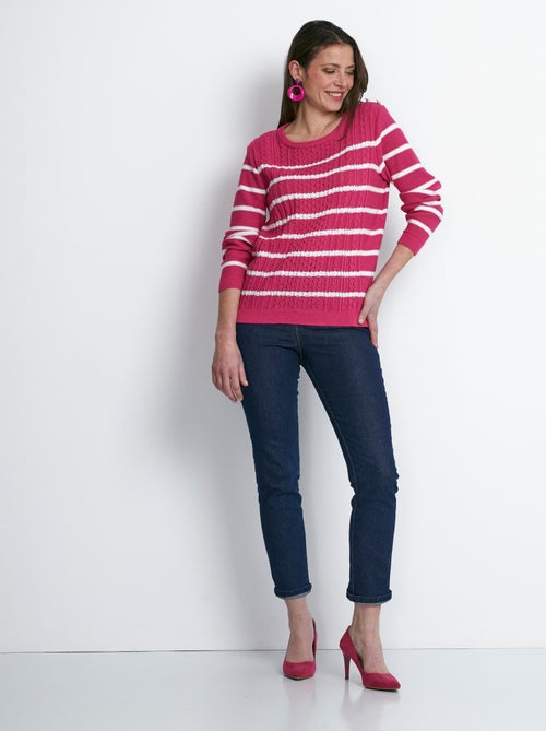 Jersey de rayas con botones estilo marinero - Afibel - Kiabi