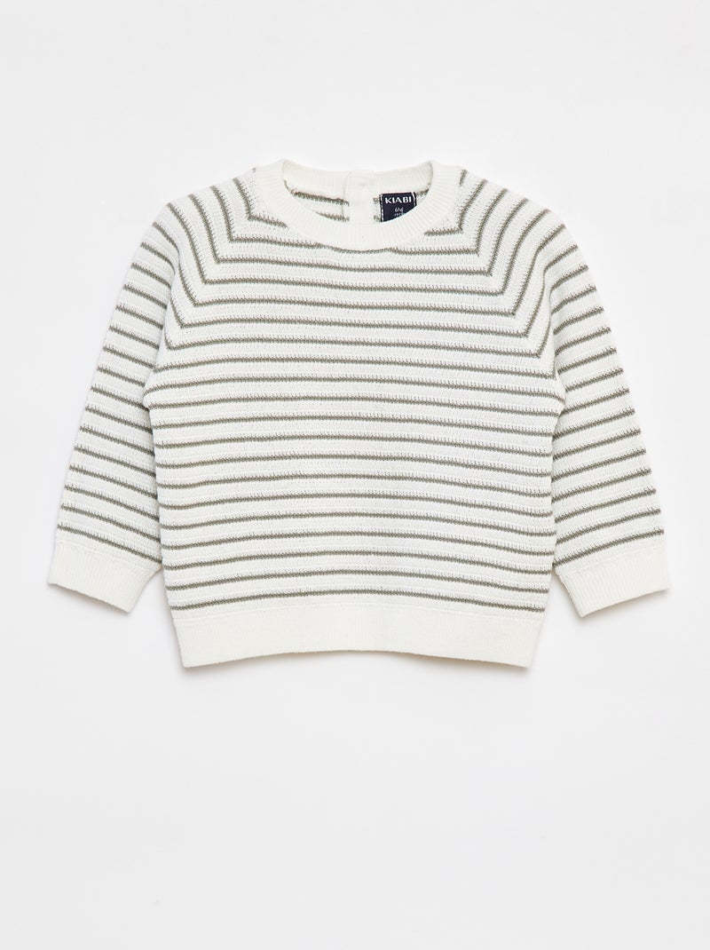 Jersey de rayas con cierre trasero de botones Blanco - Kiabi
