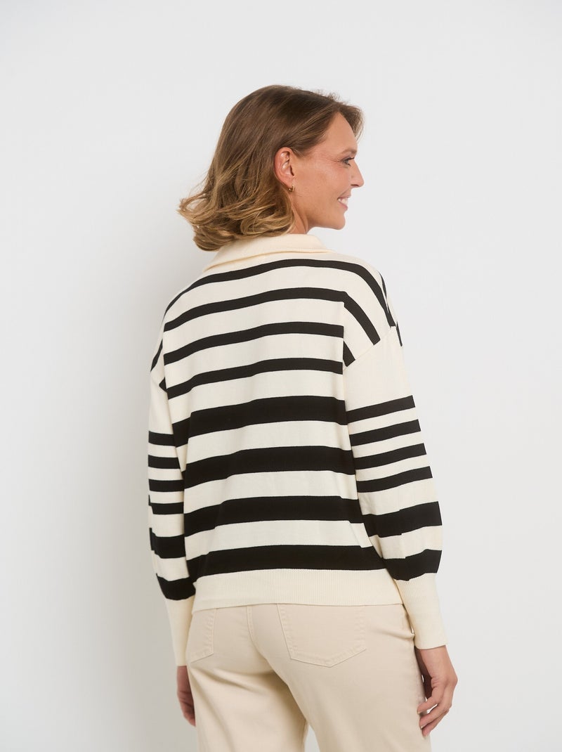 Jersey de rayas con cremallera - AFIBEL Crudo - Kiabi