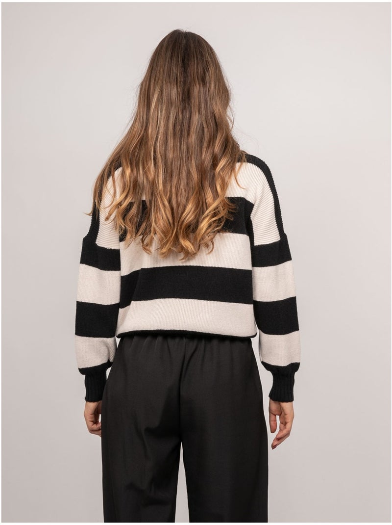 Jersey de rayas con cuello alto kanelle Negro - Kiabi
