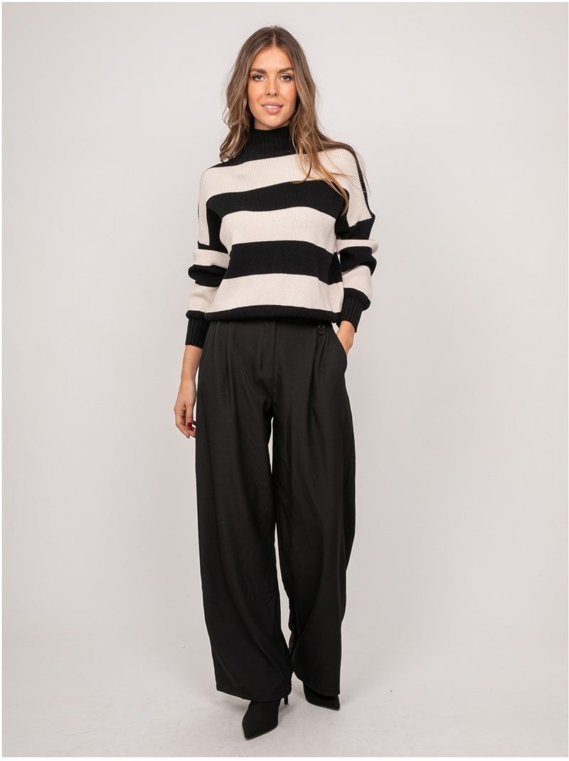 Jersey de rayas con cuello alto kanelle Negro - Kiabi