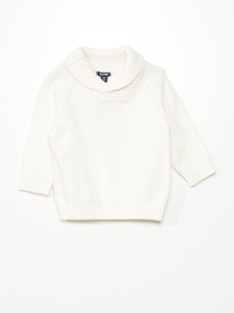 Jersey de rayas con cuello chal Blanco - Kiabi