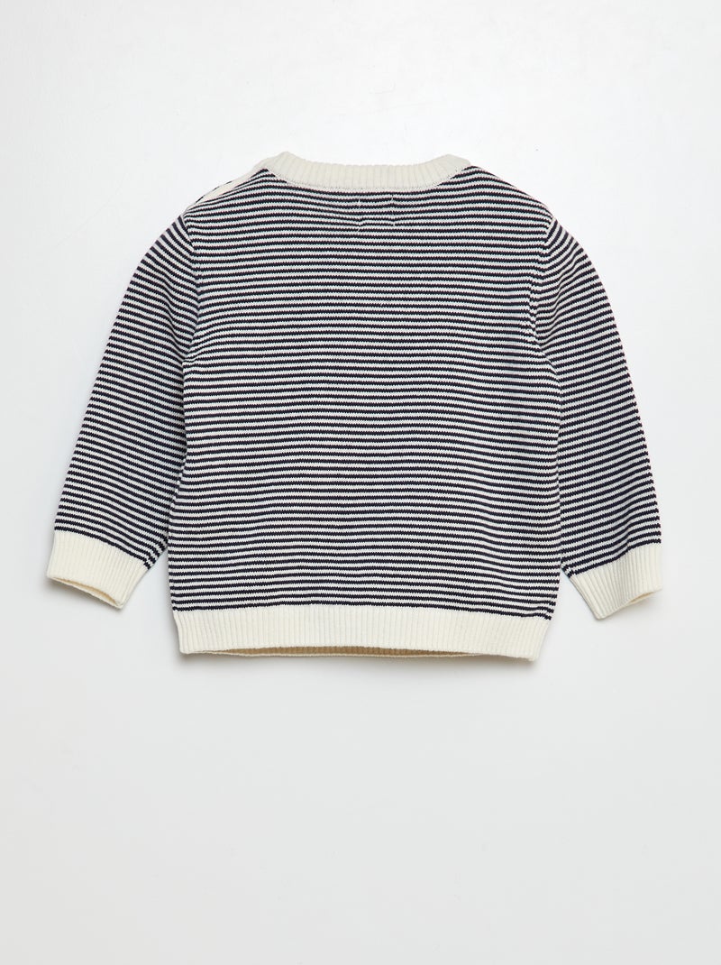 Jersey de rayas con cuello redondo BLANCO - Kiabi