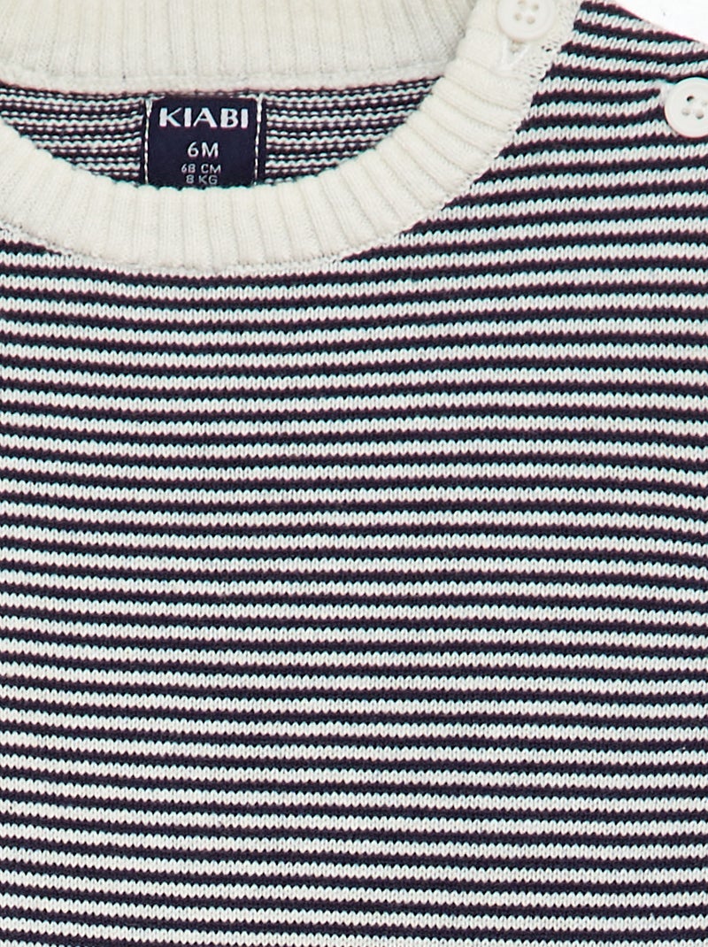 Jersey de rayas con cuello redondo BLANCO - Kiabi