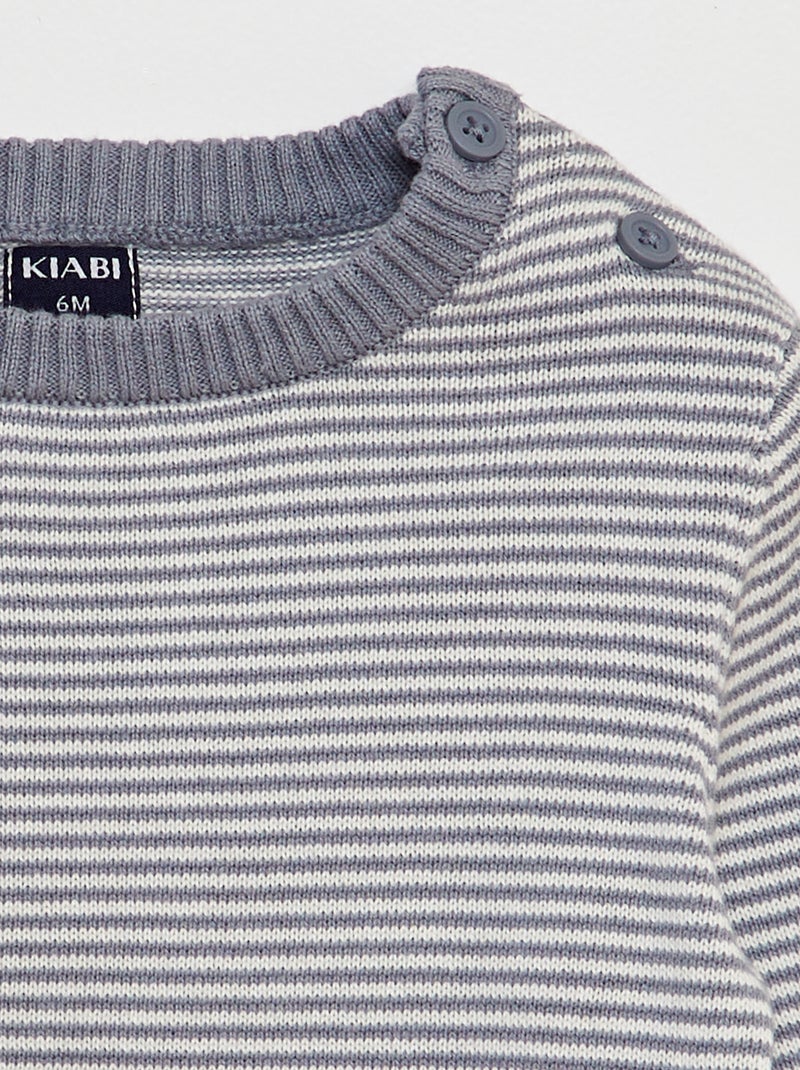 Jersey de rayas con cuello redondo GRIS - Kiabi