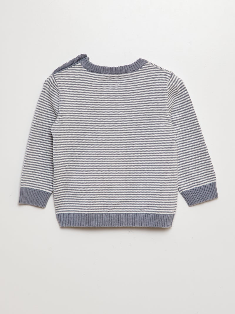 Jersey de rayas con cuello redondo GRIS - Kiabi