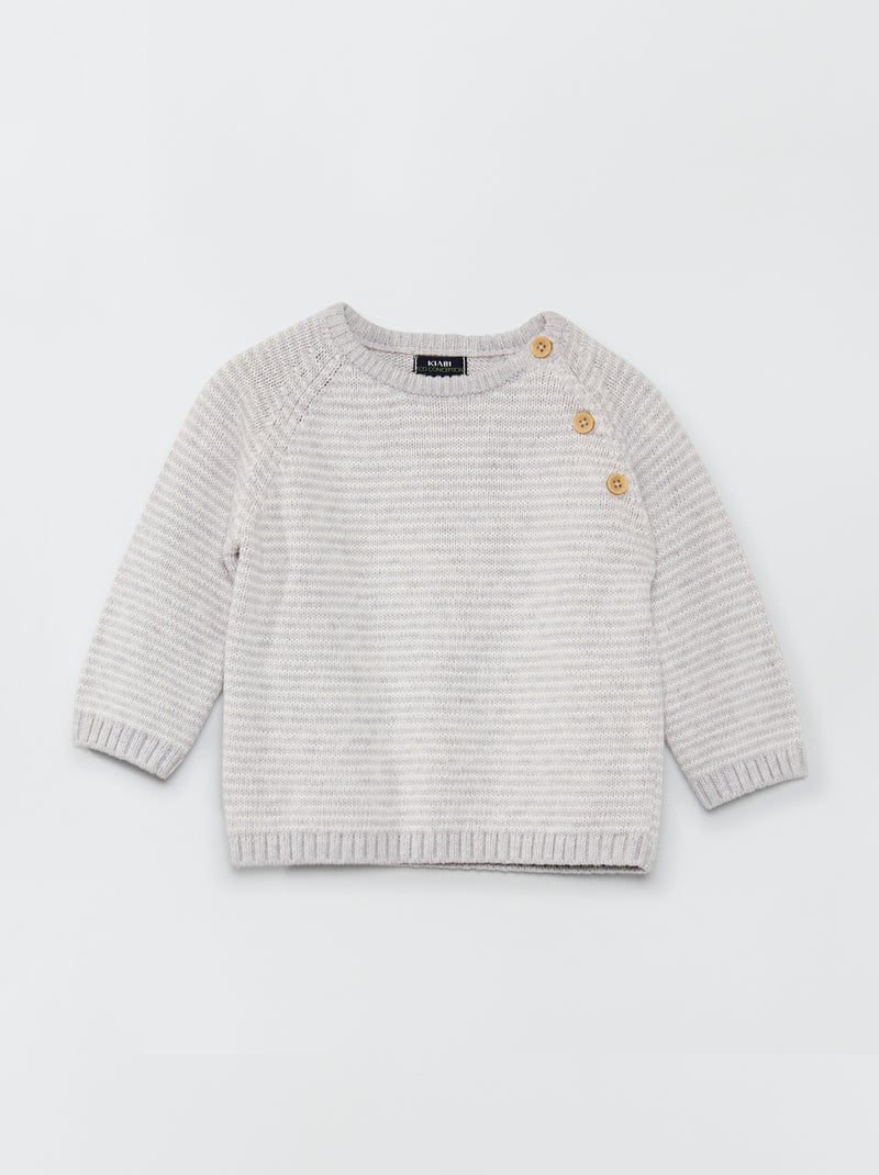 Jersey de rayas con cuello redondo GRIS - Kiabi
