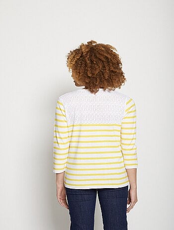 Jersey de rayas con punto calado y cuello redondo - Afibel
