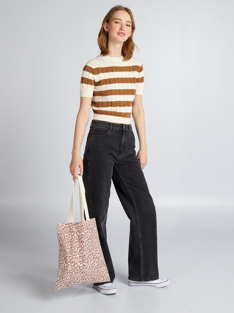 Jersey de rayas cropped BEIGE - Kiabi