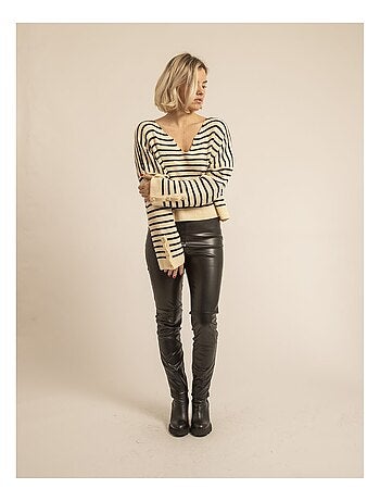 Jersey de rayas cuello en V KAPUCINE