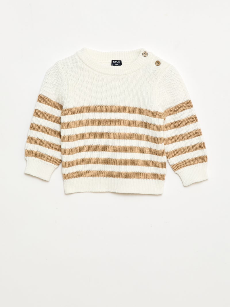Jersey de rayas de algodón Beige - Kiabi
