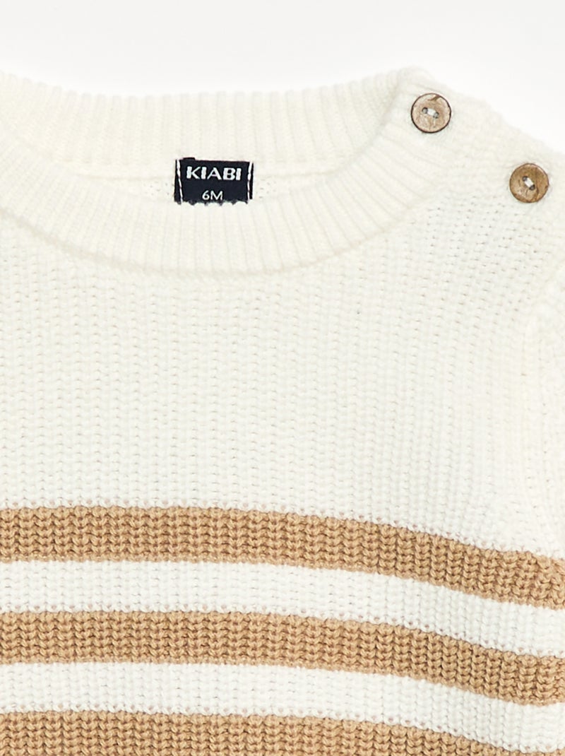 Jersey de rayas de algodón Beige - Kiabi