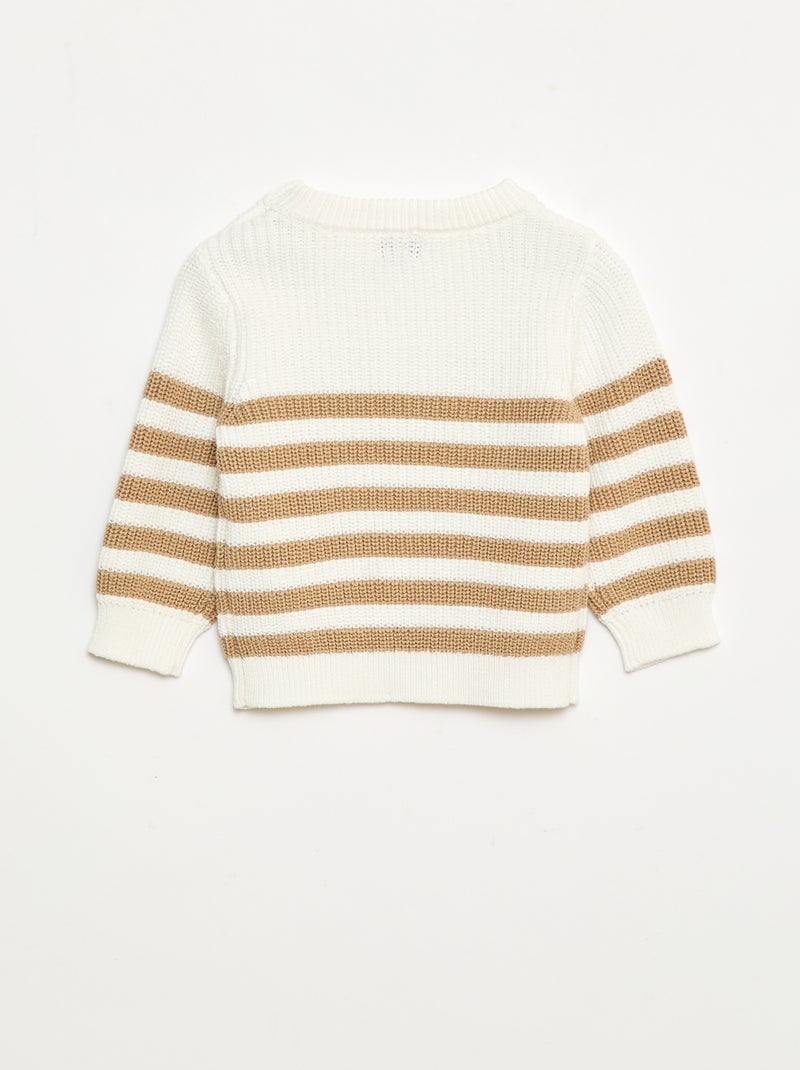 Jersey de rayas de algodón Beige - Kiabi