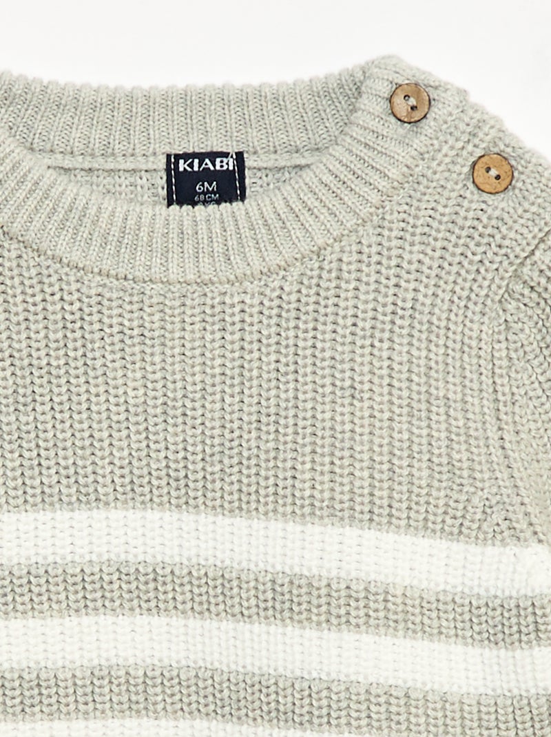 Jersey de rayas de algodón Gris - Kiabi