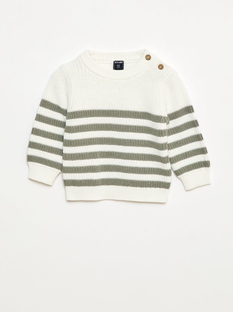Jersey de rayas de algodón Verde - Kiabi
