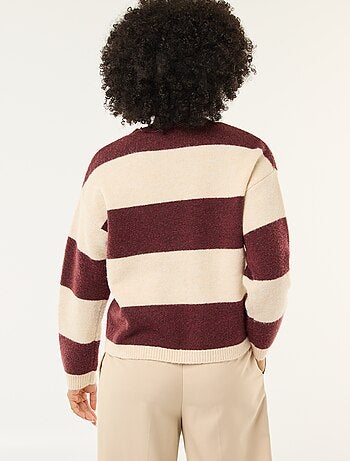 Jersey de rayas de cuello redondo en tejido suave