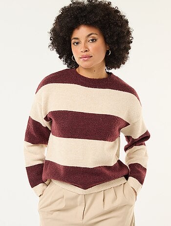 Jersey de rayas de cuello redondo en tejido suave