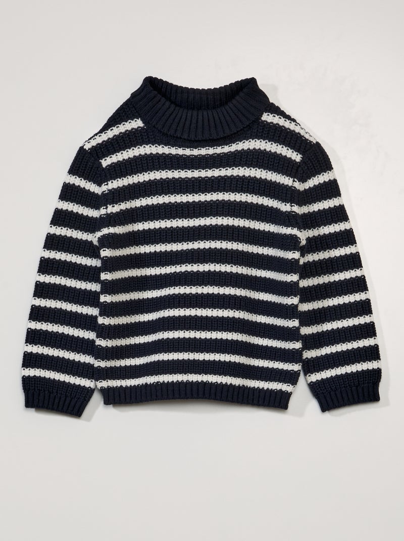 Jersey de rayas de cuello vuelto AZUL - Kiabi