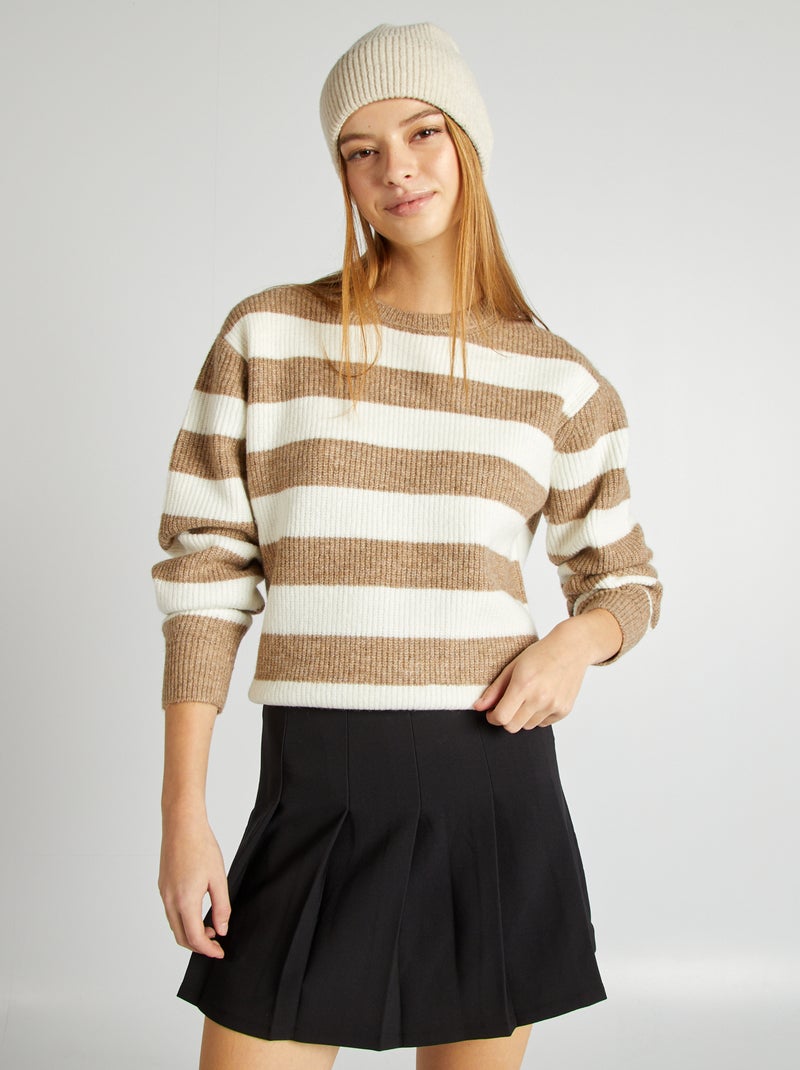 Jersey de rayas de mezcla de lana VERDE - Kiabi