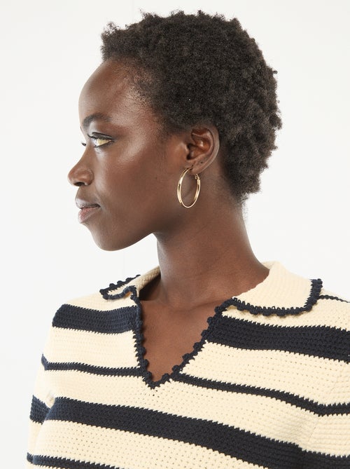 Jersey de rayas manga corta cuello polo - Kiabi