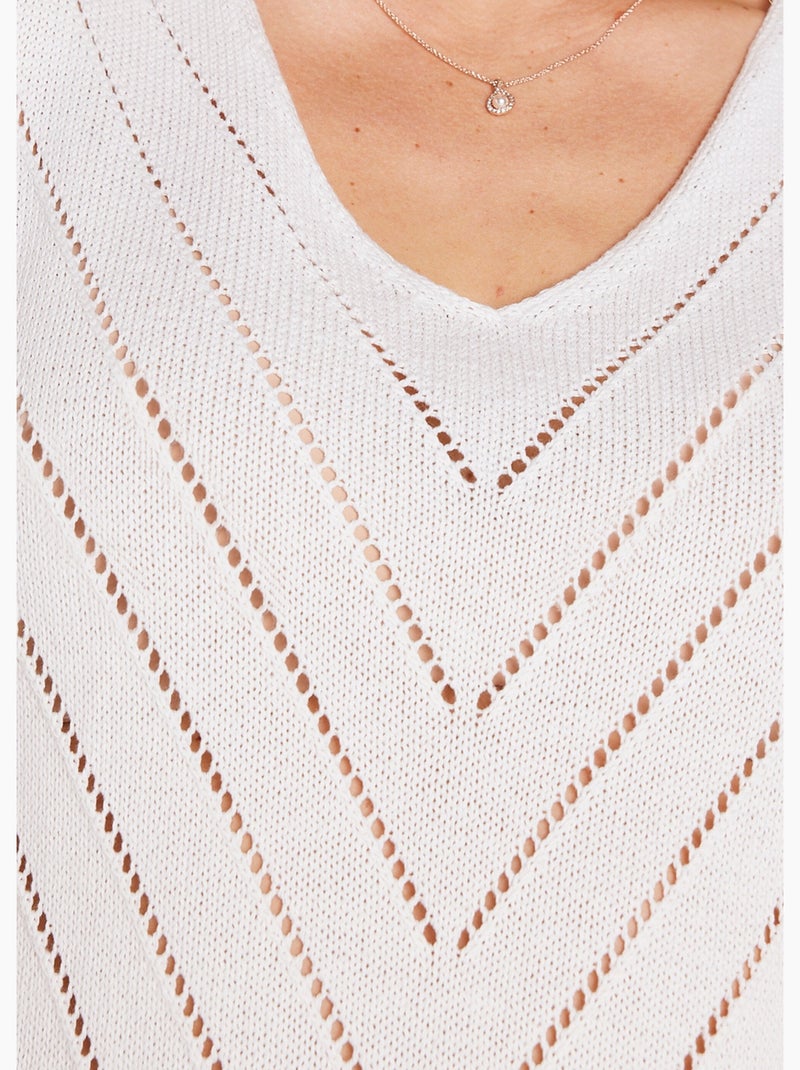Jersey de tirantes de algodón fino calado - Afibel Blanco - Kiabi