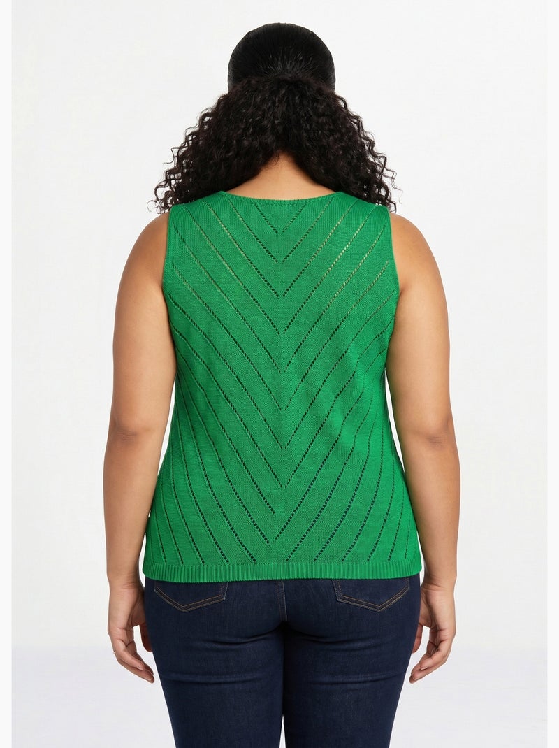 Jersey de tirantes de algodón fino calado - Afibel Verde - Kiabi