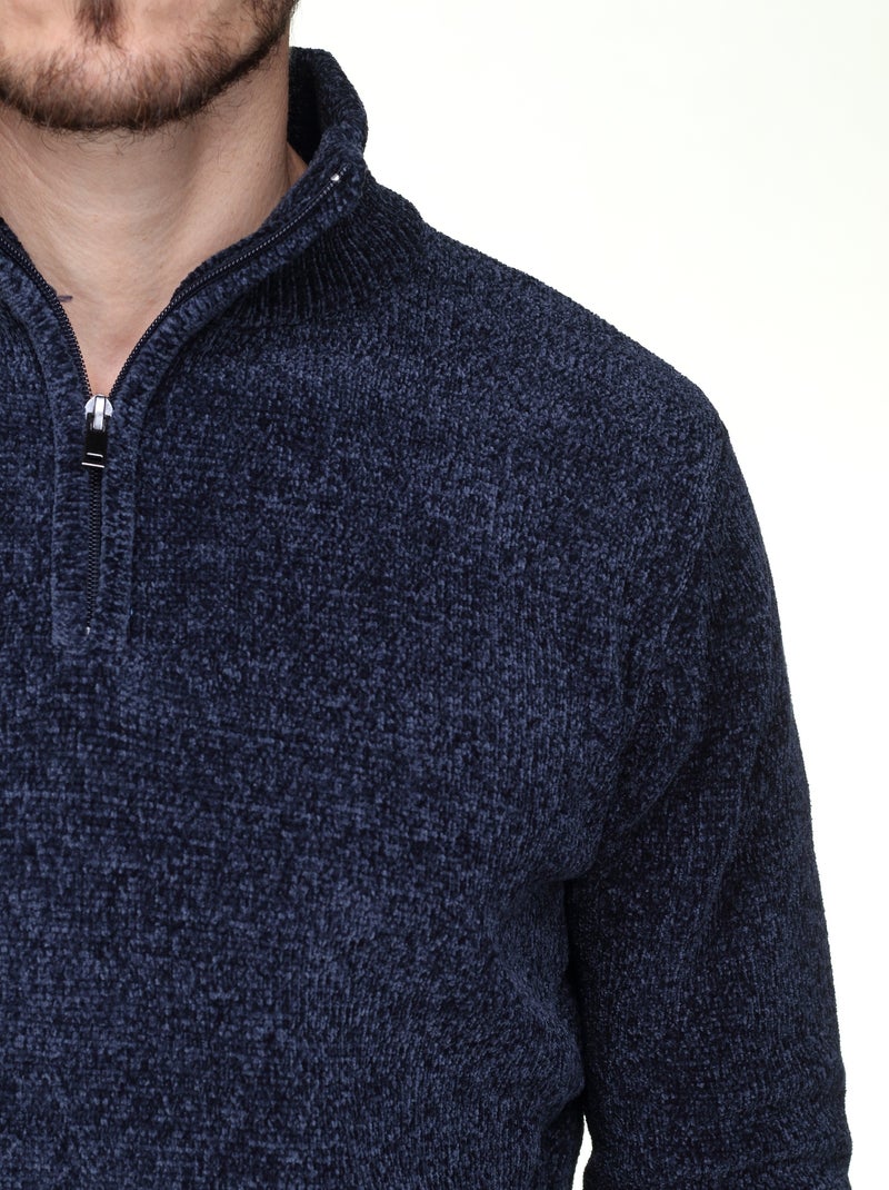 Jersey de vestir con cuello alto y cremallera - Kenzarro Azul oscuro - Kiabi
