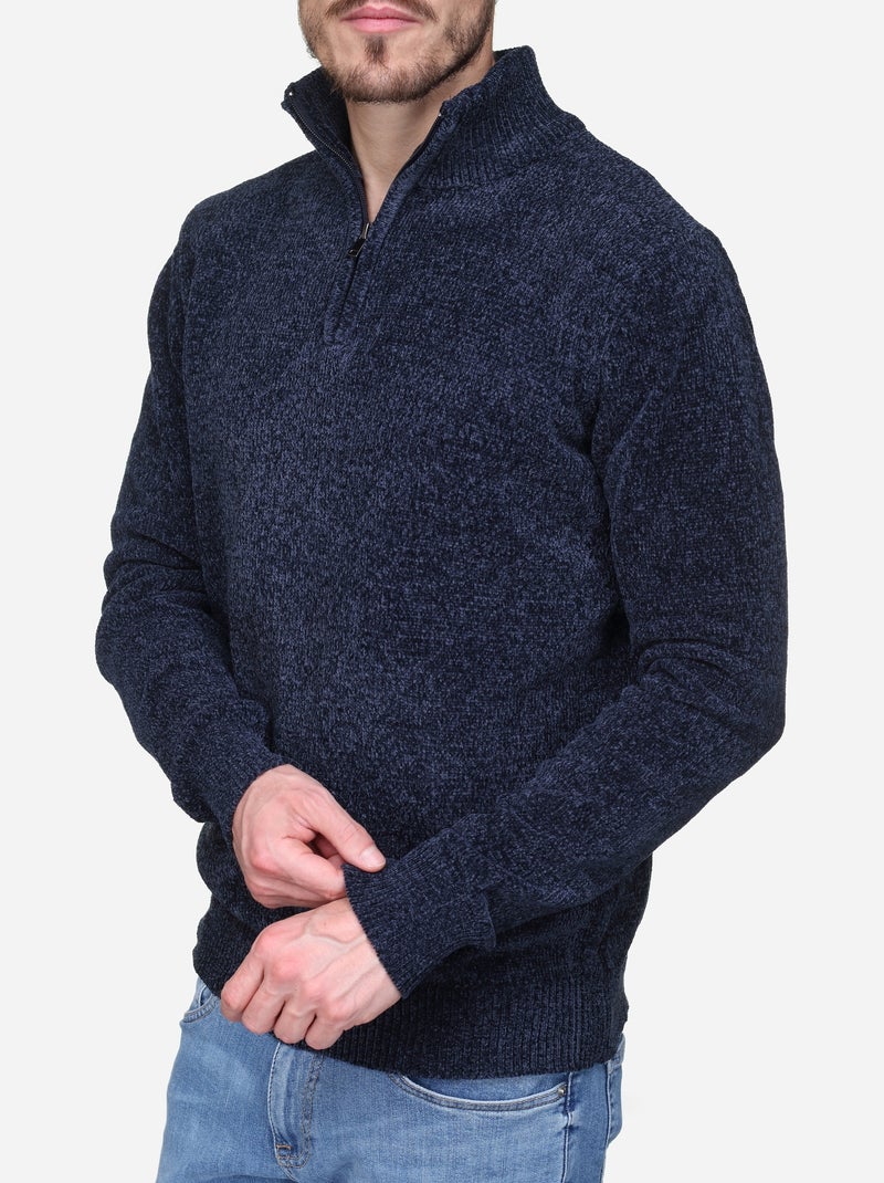 Jersey de vestir con cuello alto y cremallera - Kenzarro Azul oscuro - Kiabi