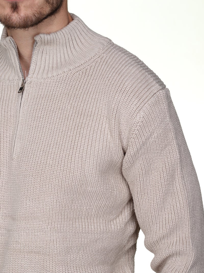 Jersey de vestir con cuello alto y cremallera - Kenzarro Beige - Kiabi