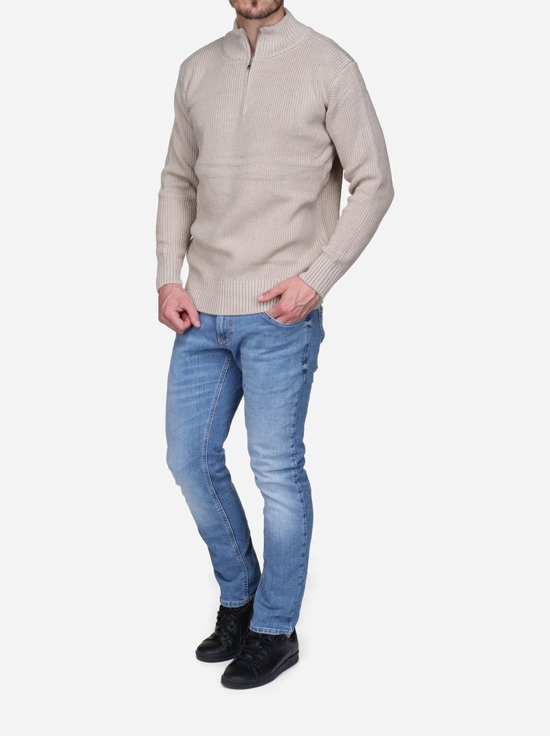 Jersey de vestir con cuello alto y cremallera - Kenzarro Beige - Kiabi