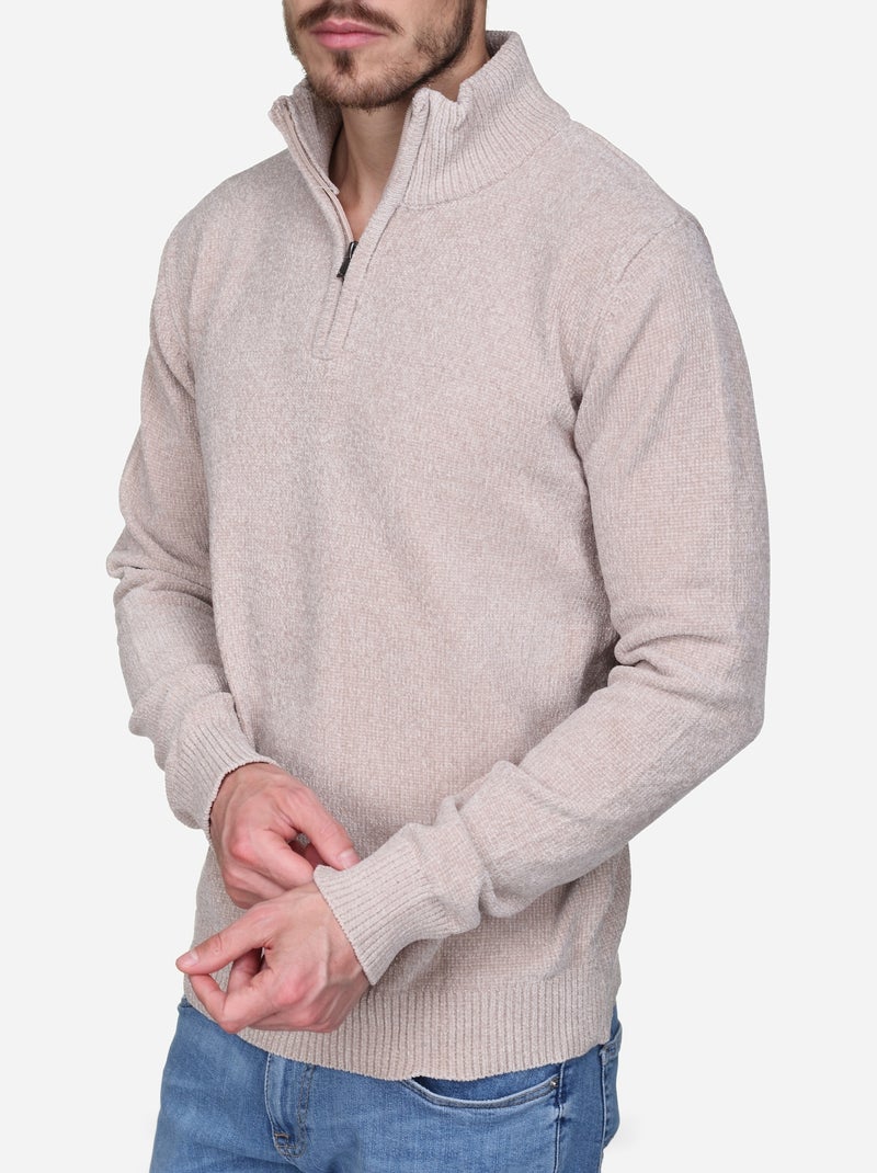 Jersey de vestir con cuello alto y cremallera - Kenzarro Crema - Kiabi