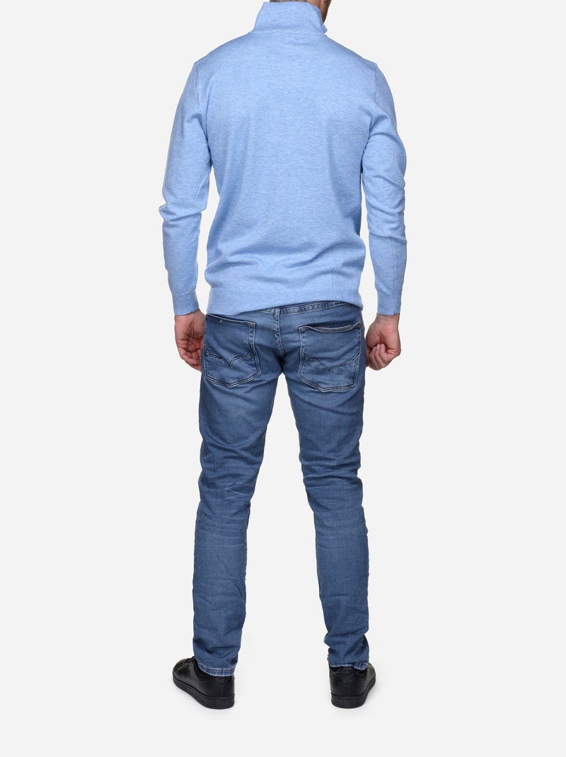 Jersey de vestir con cuello alto y cremallera - Yves Enzo Azul cielo - Kiabi