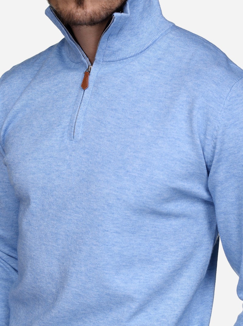 Jersey de vestir con cuello alto y cremallera - Yves Enzo Azul cielo - Kiabi