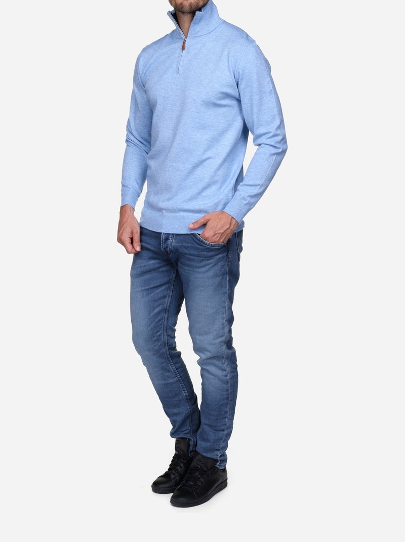 Jersey de vestir con cuello alto y cremallera - Yves Enzo Azul cielo - Kiabi