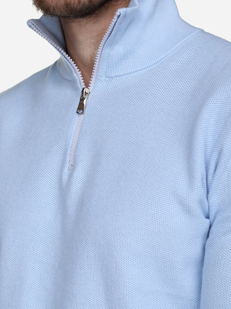 Jersey de vestir con cuello alto y cremallera - Yves Enzo Azul claro - Kiabi